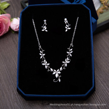 Casamento Bridal Silver Jewelry Pearl Rhinestone Necklace